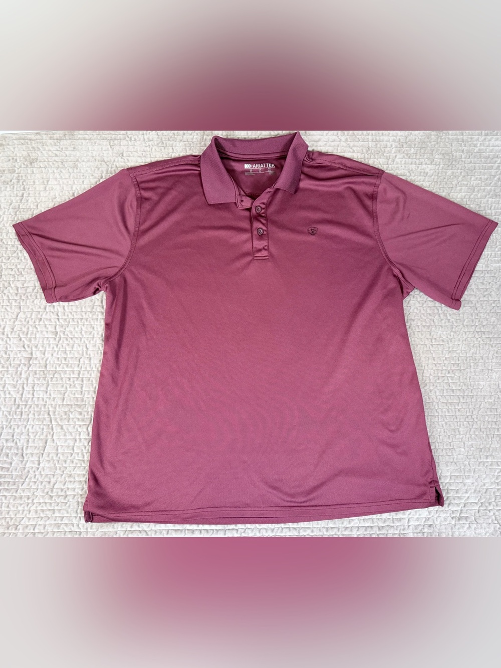ARIAT TEK Performance Polo Men's XL Burgandy Moisture-Wicking Golf Work Shirt